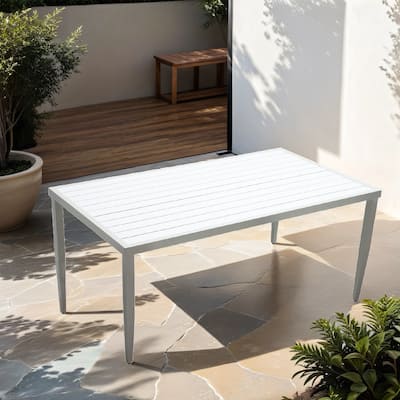 Outdoor Patio Aluminum 40"X70" Two-Tone Table Top Rectangle Dining Table With Tapered Feet