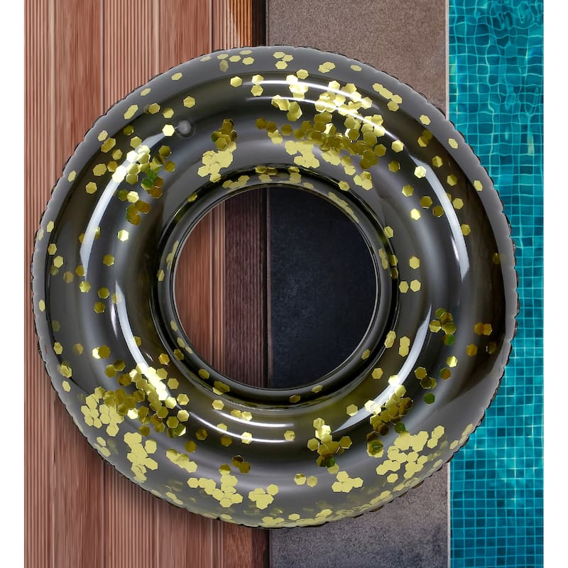 POZA Inflatable Swim Ring Pool Float Tube - 36 Inch – Black Gold - 36 inches