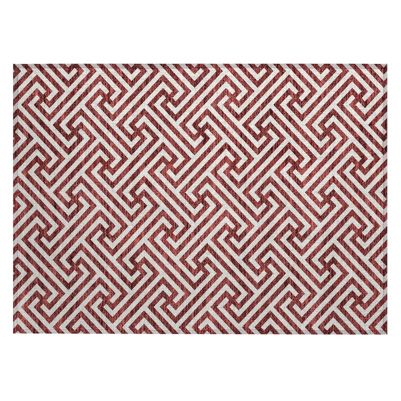 Machine Washable Indoor/ Outdoor Chantille Modern Geo Rug