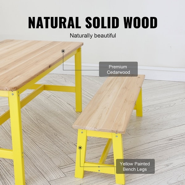 dimension image slide 1 of 2, 3 Pieces Rectangular Kids Wooden Activity Table and Bench Set Suitable Playroom Daycare or Tutoring Center