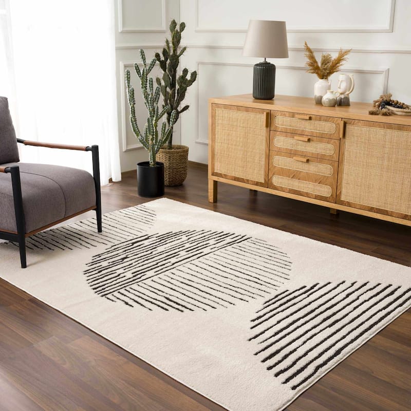 Hauteloom Mahsa Hallway, Kitchen Runner Rug - Cream, Black - 2'8" x 7'3"
