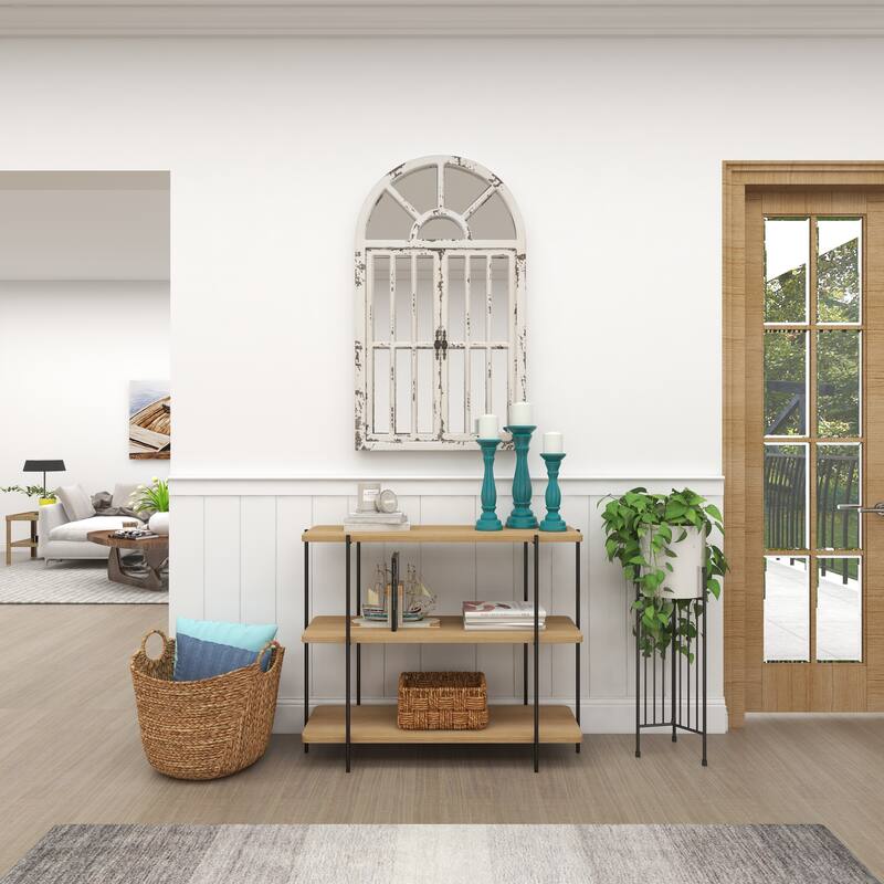 Gray, Green, Brown or Blue Wooden Distressed Turned Decorative Candle Holder (Set of 3)