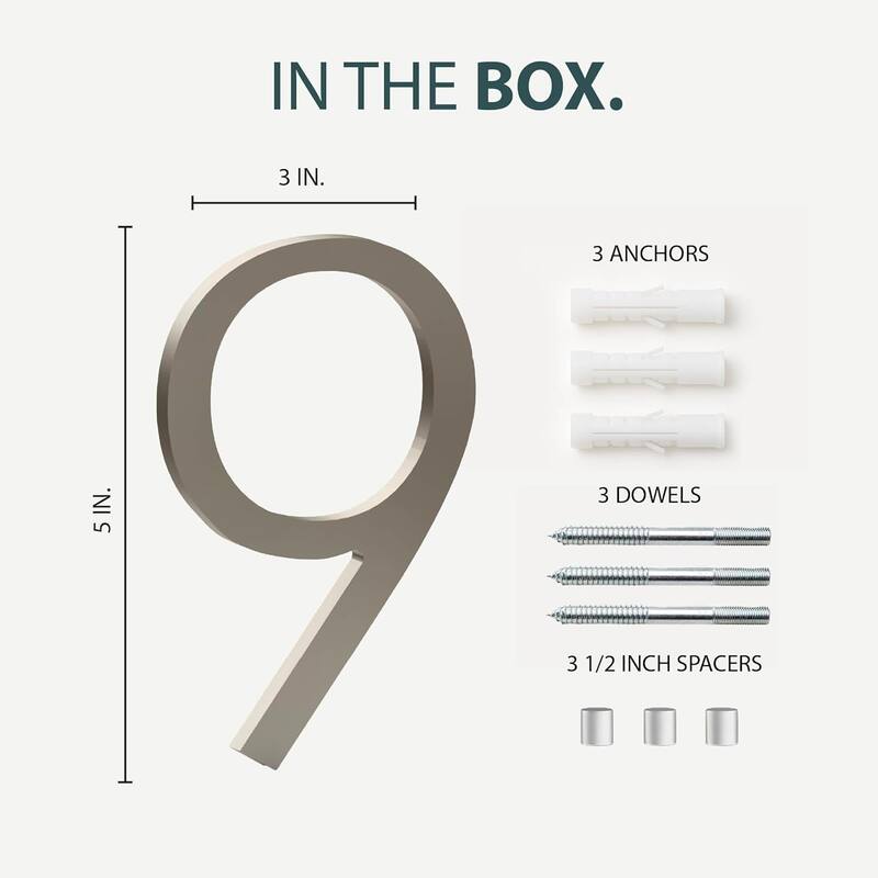 Mega Handles Modern Metal House Numbers | Heavy Duty Outdoor Address Digits | Easy to Install, Floating or Flush Mount Design
