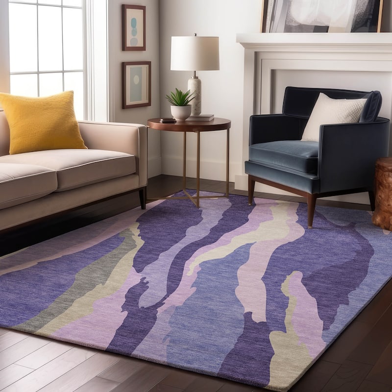 Premium Washable Super Soft Mid Century Modern Mayfield Rug - Purple - 3' x 5'