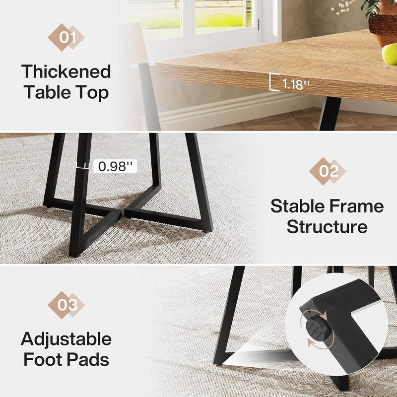 31.5” Square Dining Table for 4 with Metal Base for Dining Room