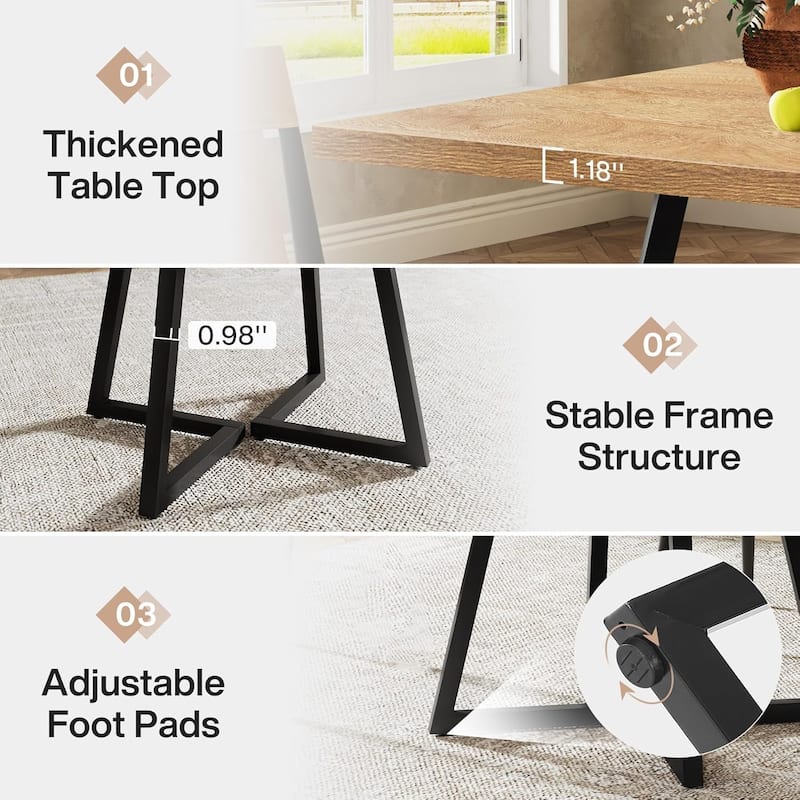 Square Dining Table for 4, 31.5" Industrial Dinner Table for Small Space