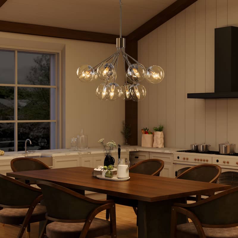 Starsky 12-Light Modern Bubble Seeded Glass Chandelier