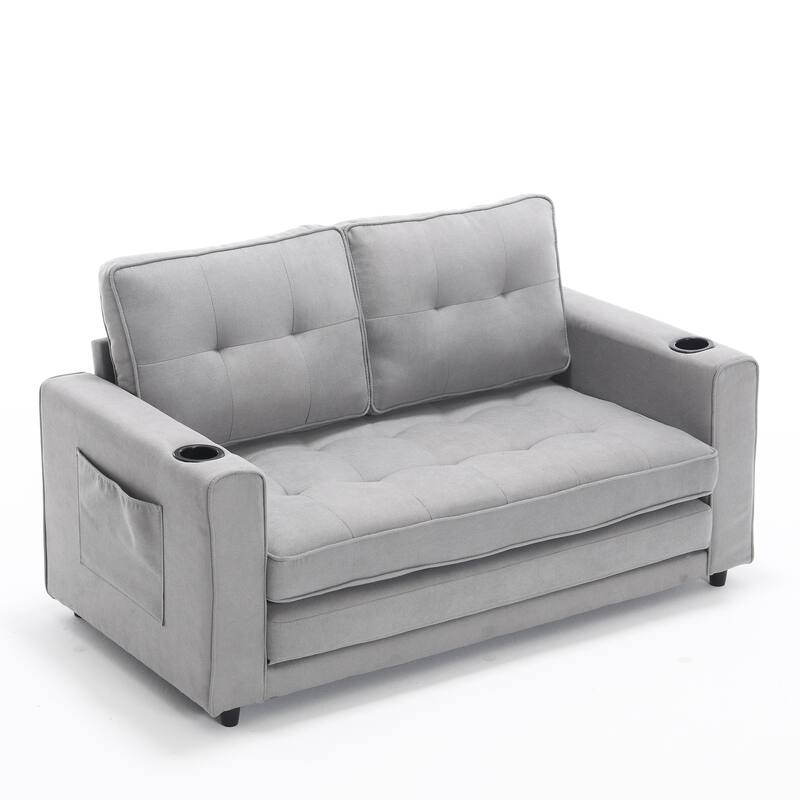 3-in-1 Upholstered Futon Sofa Convertible Floor Sofa bed