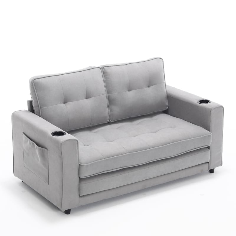 3-in-1 Upholstered Futon Sofa Convertible Sofa bed,Foldable Tufted Loveseat with Pull Out Sleeper Couch Bed