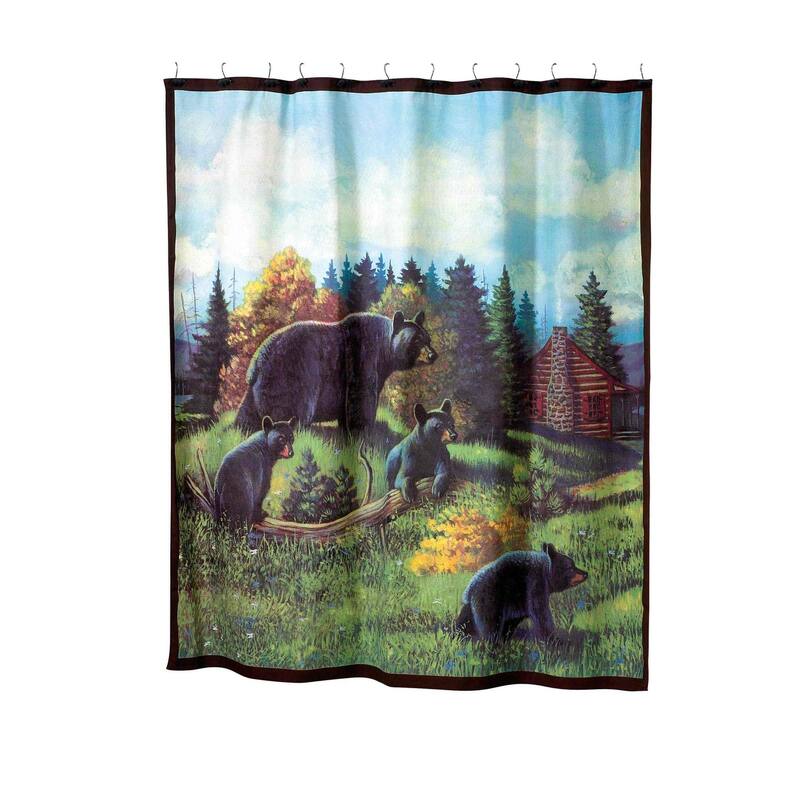 Avanti Linens Black Bear Lodge Shower Curtain & Hook Set