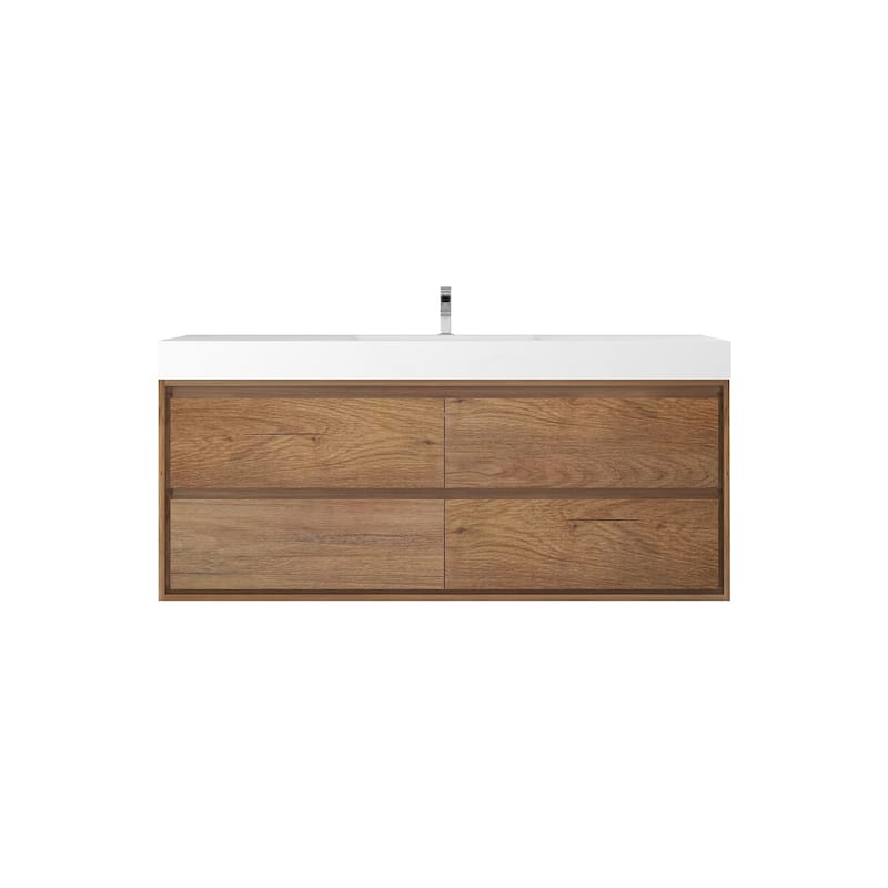 Morava 60" Floating Vanity with Single Sink - 60 - Teak Oak