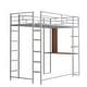 preview thumbnail 7 of 18, Silver Twin Size Metal Loft Bed with Ladder, Fence, 2 Shelves and Desk for Bedroom