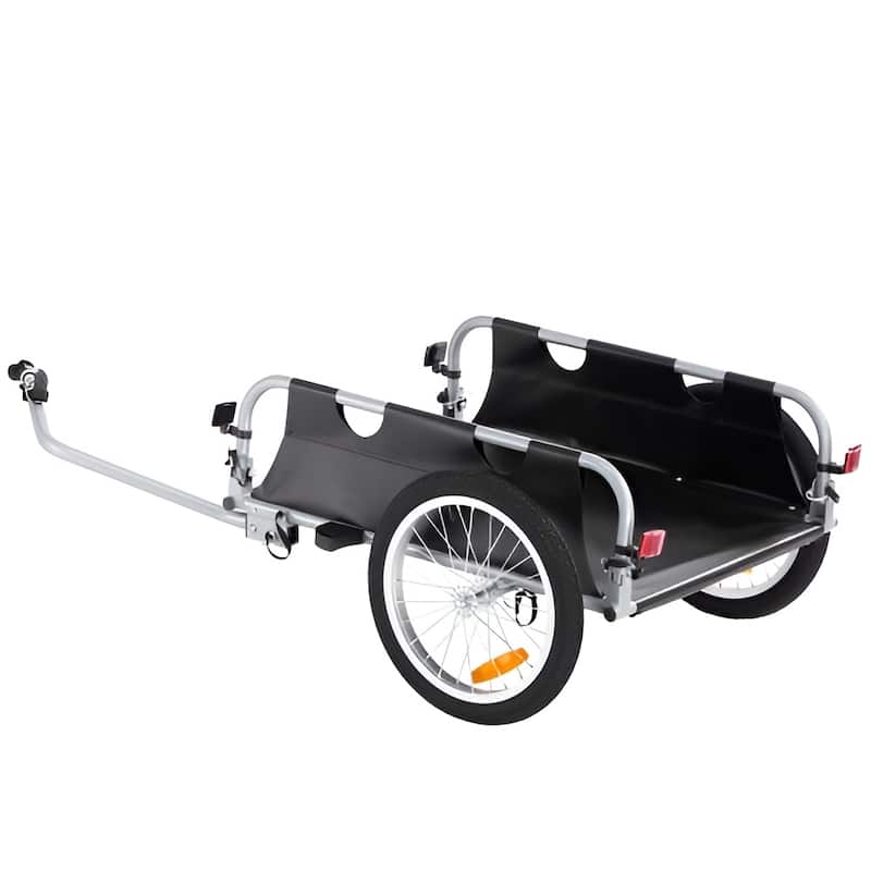 Bike Cargo Trailer, 100 lbs Load Capacity, Heavy-Duty Bicycle Wagon Cart, Foldable Compact Storage & Quick Release with Univers