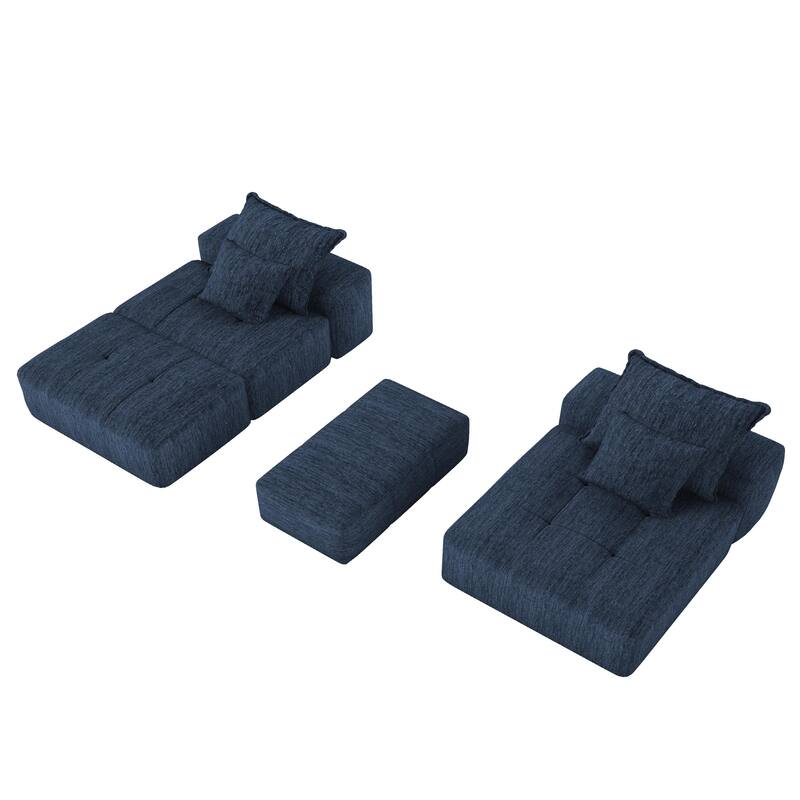 GDFStudio - Sparkling Chenille Oversized 128" Modular Sectional Sofa with Ottoman