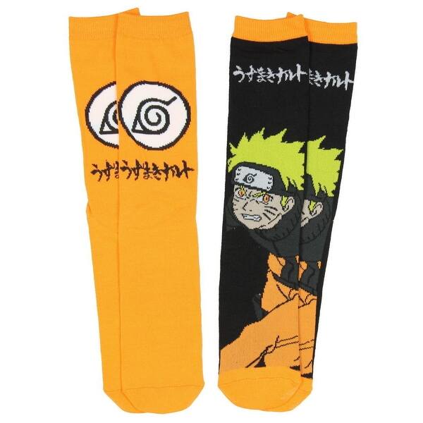 Shop Naruto Leaf Village Symbol Crew Socks 2 Pack Overstock