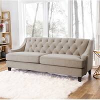 Shop Abbyson Claridge Taupe Velvet Fabric Tufted Sofa Overstock 9556549