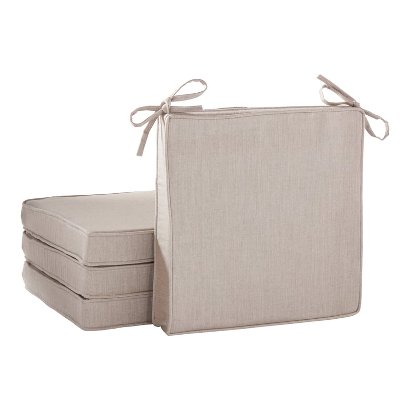 Sunbrella Indoor/ Outdoor 17-inch Square Corded Chair Pad - Cast Ash - Set of 4