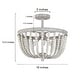 preview thumbnail 10 of 10, Allisa Wood Beaded 3-Light 16" Farmhouse Boho Semi Flush Mount Ceiling Light - D16" x H13.5"