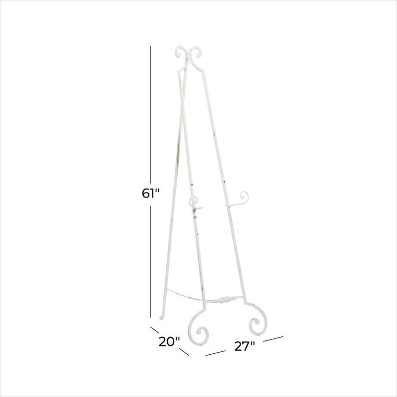 White Metal Large Adjustable 3 Tier Scroll Display Easel with Chain Support