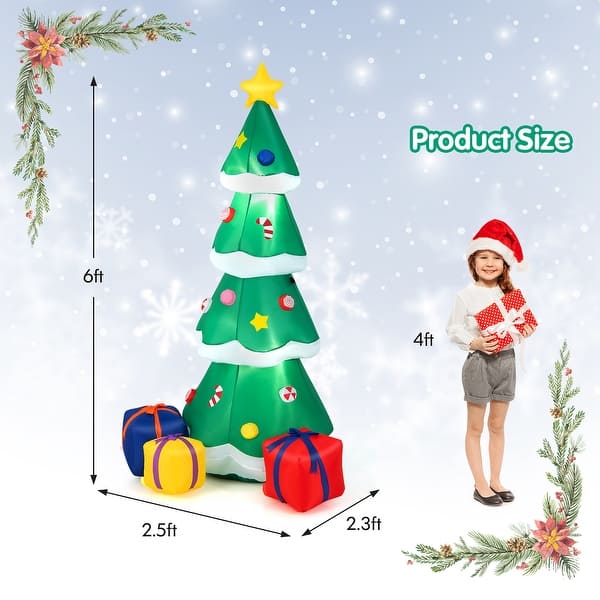 6FT Inflatable Christmas Tree Blow Up Lighted Christmas Decoration