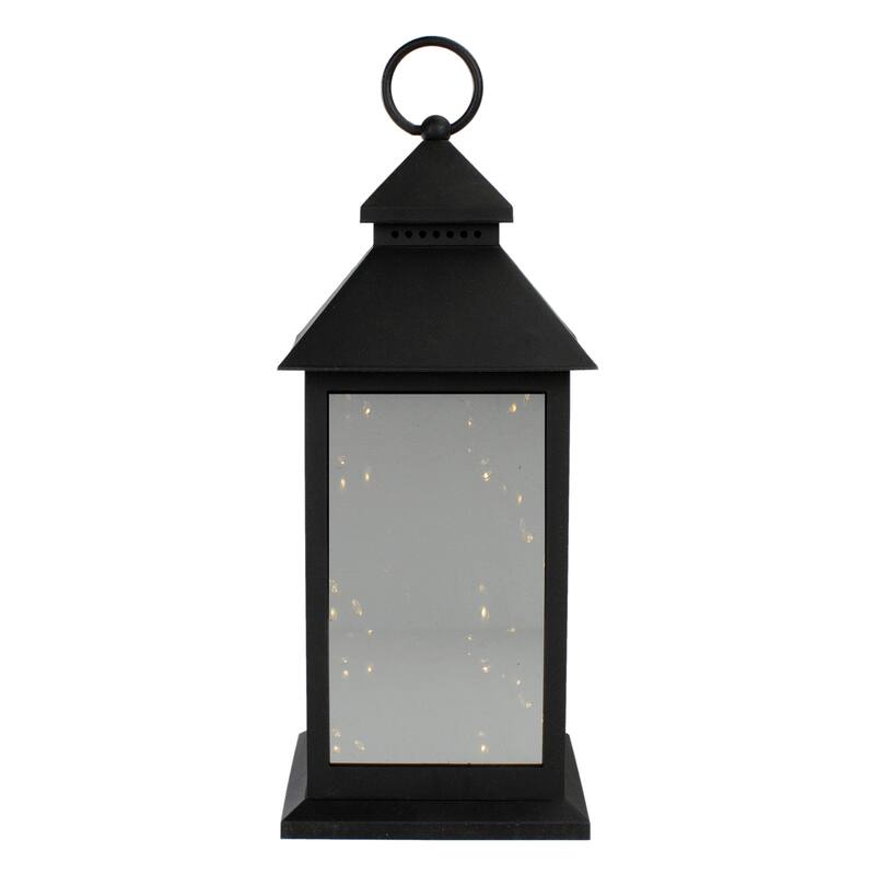 LED Lighted Flickering Candle Lantern - 12" - Black - Warm White Light