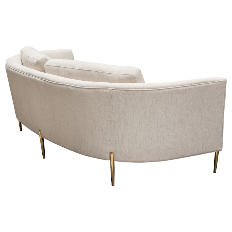 Meny Modern Sofa, Light Cream Textured Fabric, 92 Inch Gold Metal