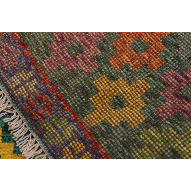 Boho Chic Balochi Mckinney Green/Blue Hand Knotted Wool Rug - 4'10'' x 6'6''