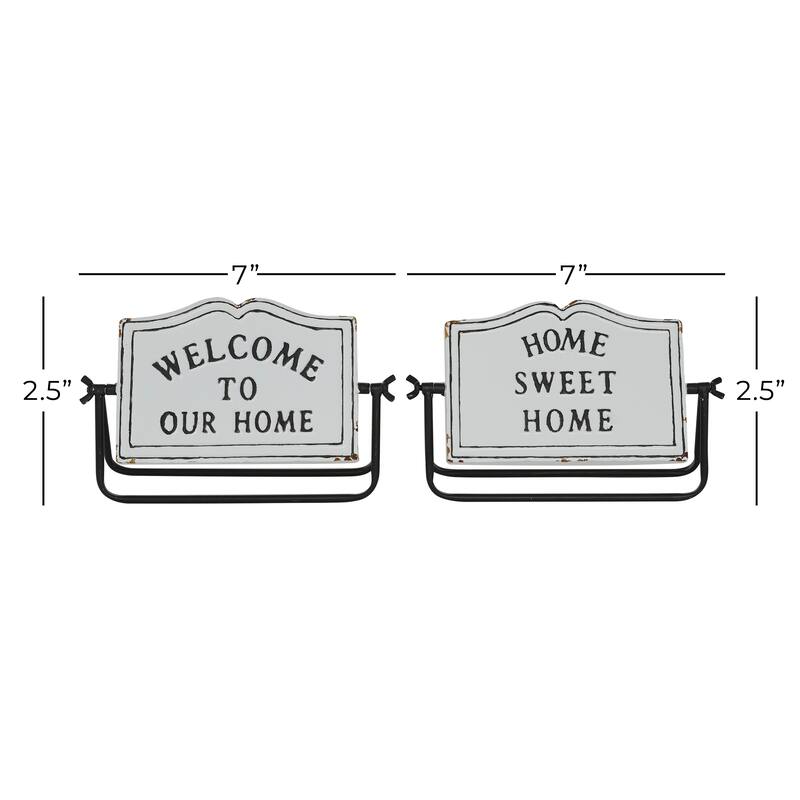 White Iron Farmhouse Decorative Sign (Set of 2) - 2 x 11 x 7