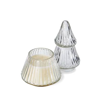 Chelsea Tree Candle Cypress and Hinoki Small Sculpted Candle - Scented Christmas Candle with 24 Hour Burn Time