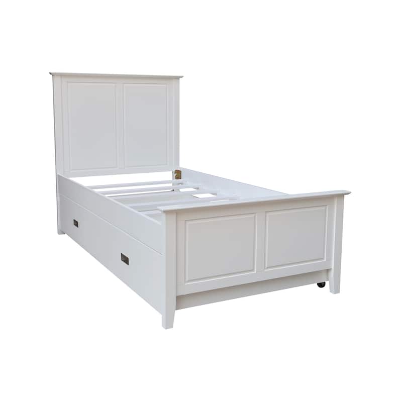 Heritage Solid Wood Twin Trundle Bed - White