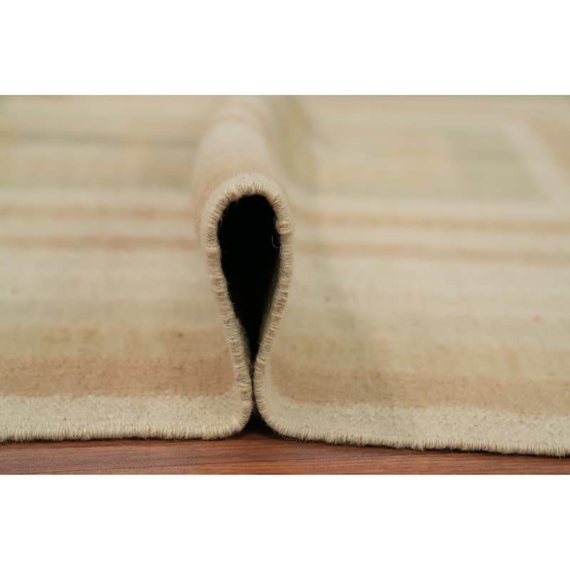 Hand Woven Oriental 100% Wool Carpet Southwestern Modern Beige & Ivories Kilim Area Rug - 5' 9'' X 4' 2''