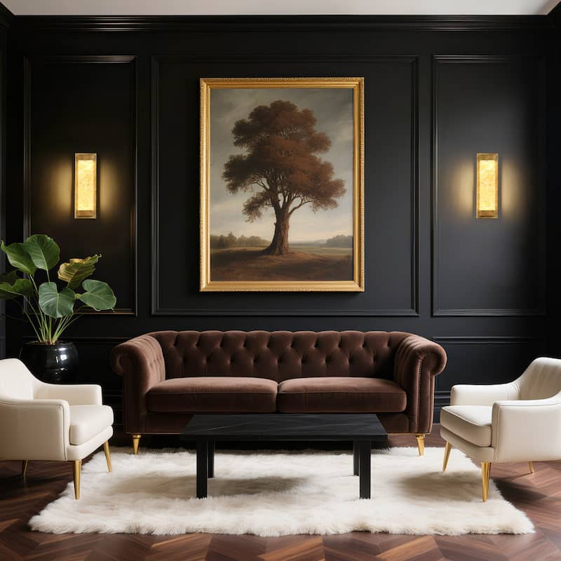 Modern 1-Light LED Brushed Gold Wall Sconce Flush Mount Vanity Light Slim Rectangular Design - W5.1" x L15.7"