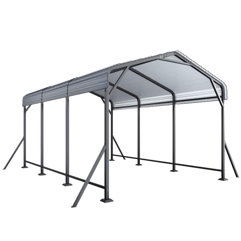 EROMMY Heavy Duty Metal Carport with Extra Support Poles, UV & Waterproof Car Canopy for Outdoor Vehicle Shelter