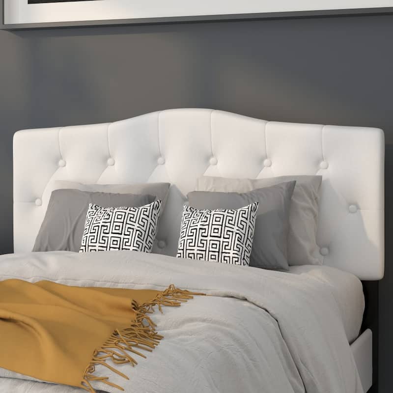 Arched Button Tufted Upholstered Headboard - White - Full