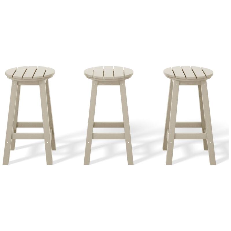 Polytrends Laguna Hdpe All Weather Outdoor Patio 24" Round Counter Stool (Set Of 3)