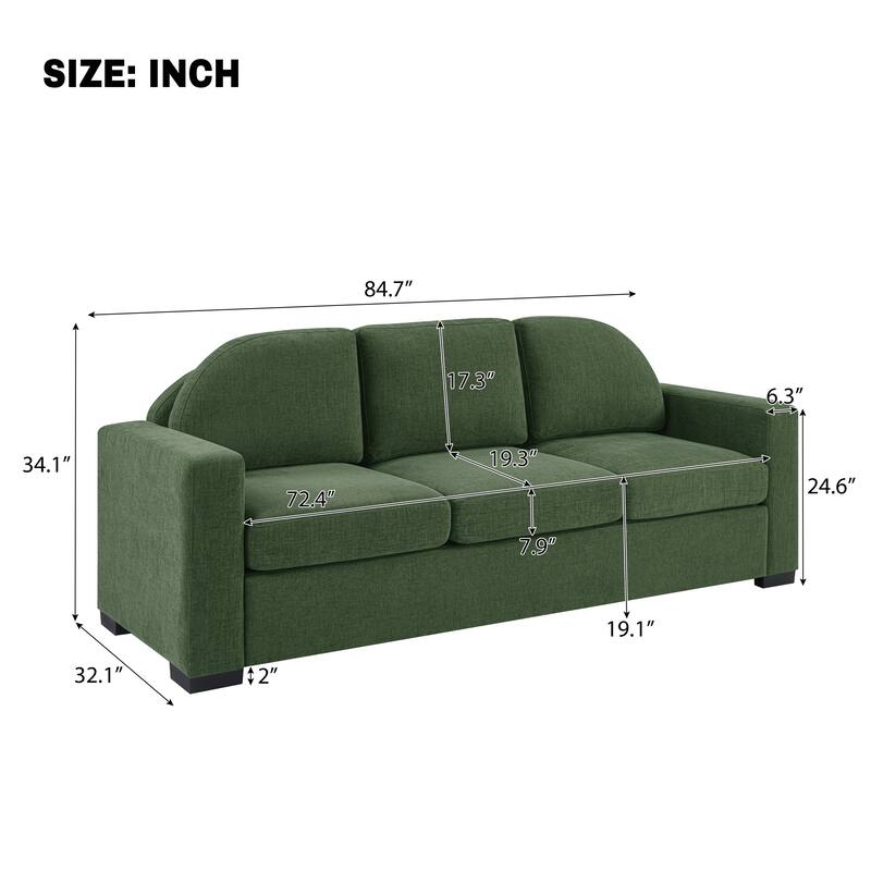 Christopher Knight Home - Dover Modern 84.7" Chenille Upholstered 3-Seater Sofa with Removable Curved Backrest & Cushion