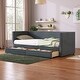 preview thumbnail 2 of 7, Twin Size Grey Corduroy Accent Daybed Sofa Bed Dual Storage Drawers & Wood Slat Modern Design