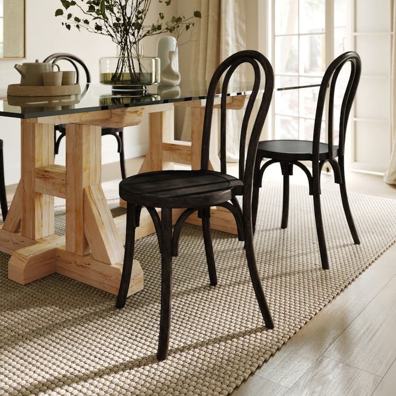 Commercial Solid Wood Stackable Dining Chair with Fixed Floor Glides - 18.5"D x 16.5"W x 35.5"H