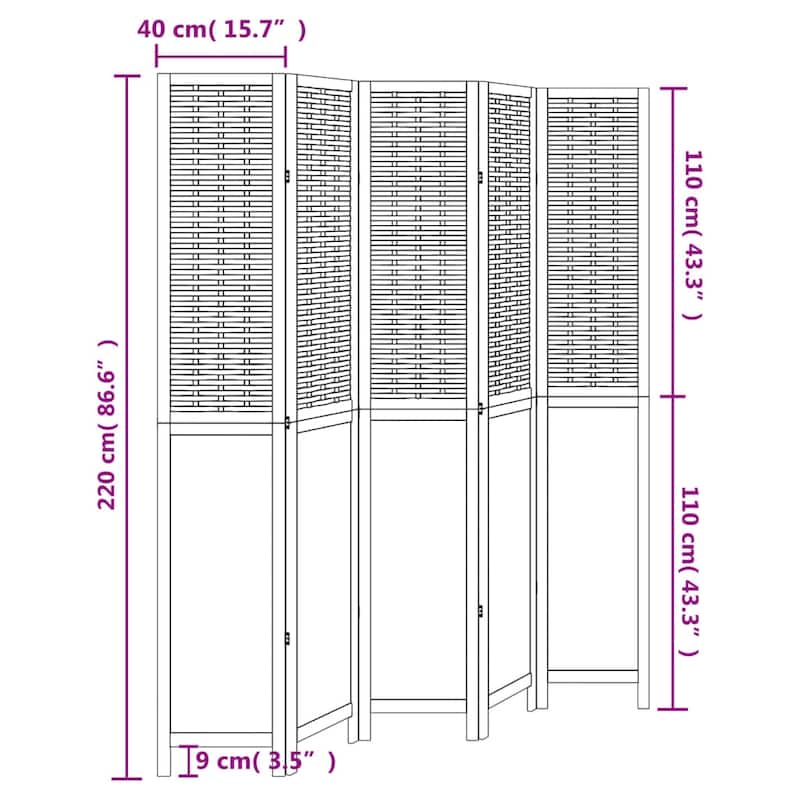 vidaXL Room Divider Privacy Screen Living Room Dark Brown Solid Wood Paulownia