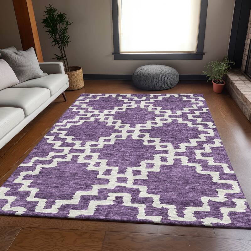 Premium Washable Super Soft Geo Trellis Mayfield Rug