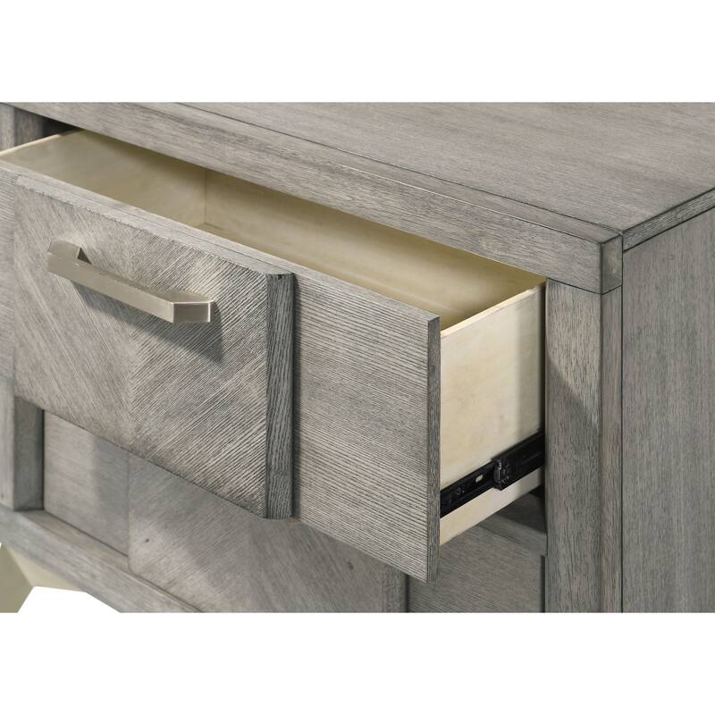 Gray Nightstand with Bookmatched Veneers and USB Port