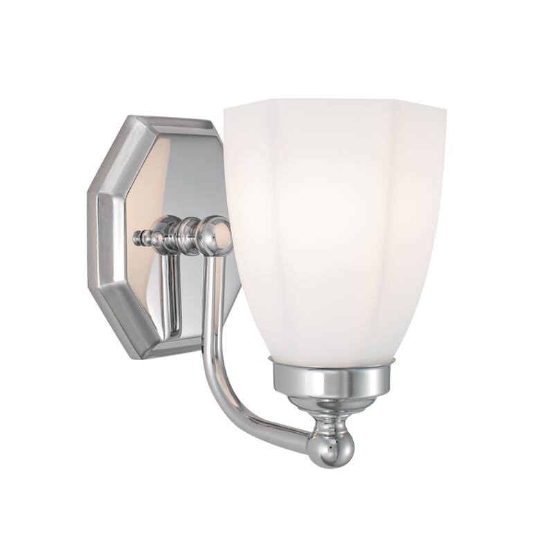 Trevi Vanity Sconce with Hexagonal Opal Glass - 1 light - Chrome