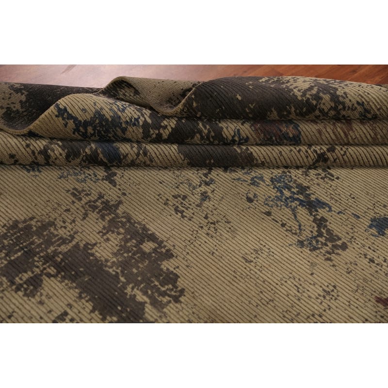 Handmande Abstract Indian Area Rug Handmade Wool Carpet - 7'10"x 9'10"