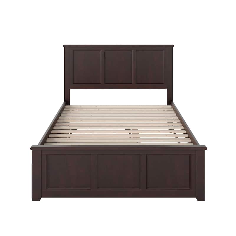 Madison Full Platform Bed with Footboard and Twin Trundle in Espresso