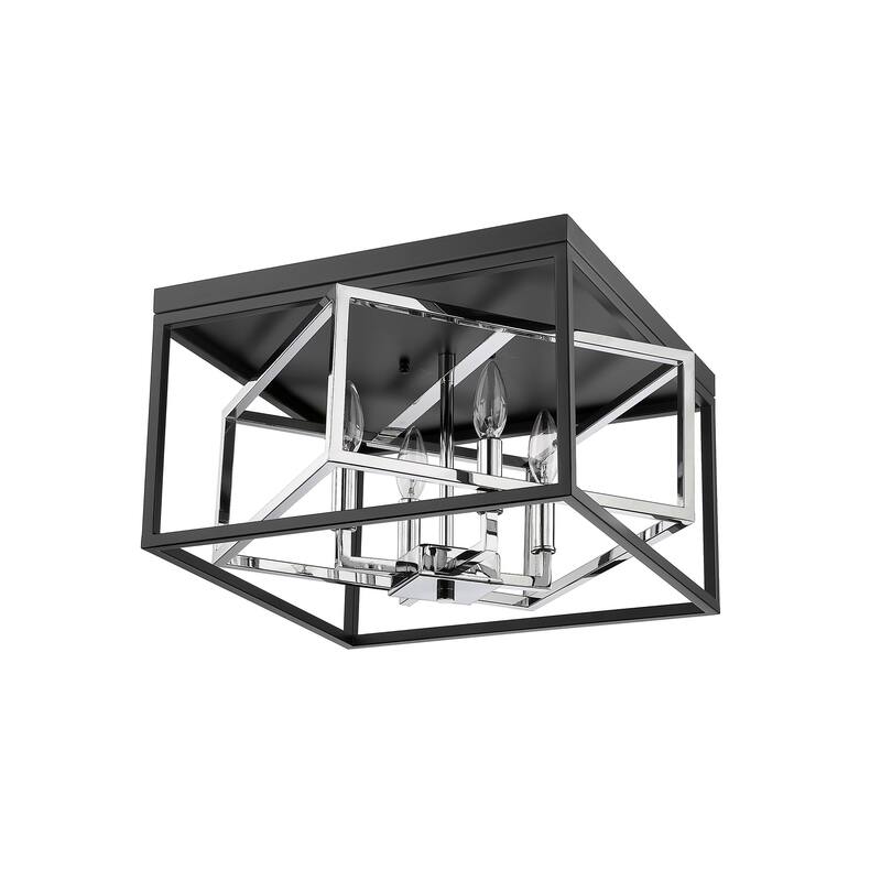 4-Light Black And Chrome Interlocked Box Flush Mount