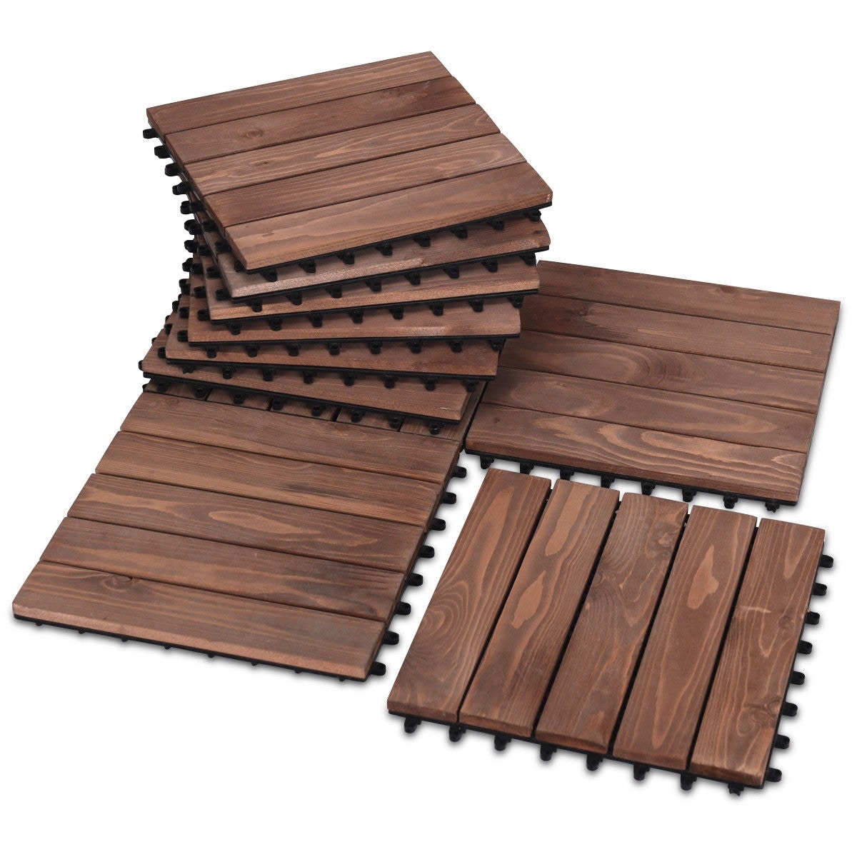 12 X Patio Pavers Floor Interlocking Wood Tiles Floor Interlocking Wood Patio Tiles