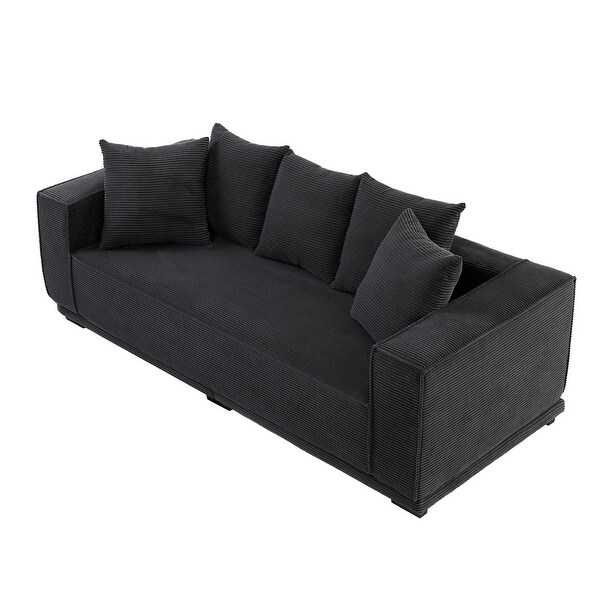 Modern 88.97'' Upholstered 3-Seater Sofa with Bottom Frame