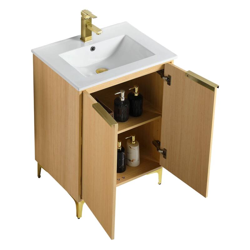 Fine Fixtures Wilmington Bathroom Vanity with White Ceramic Sink.