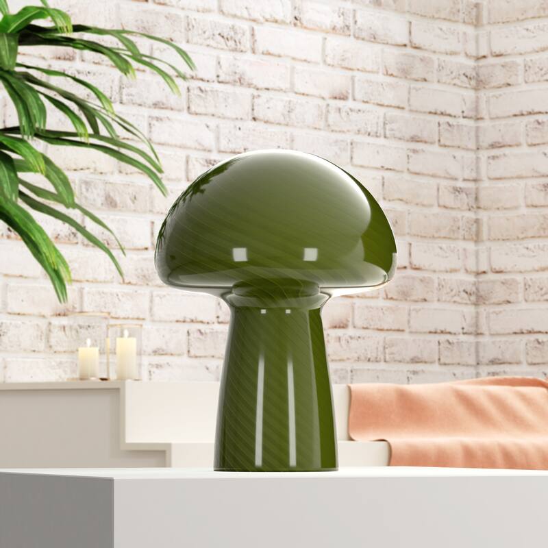 Mushroom Round Glass Table Lamp - Green