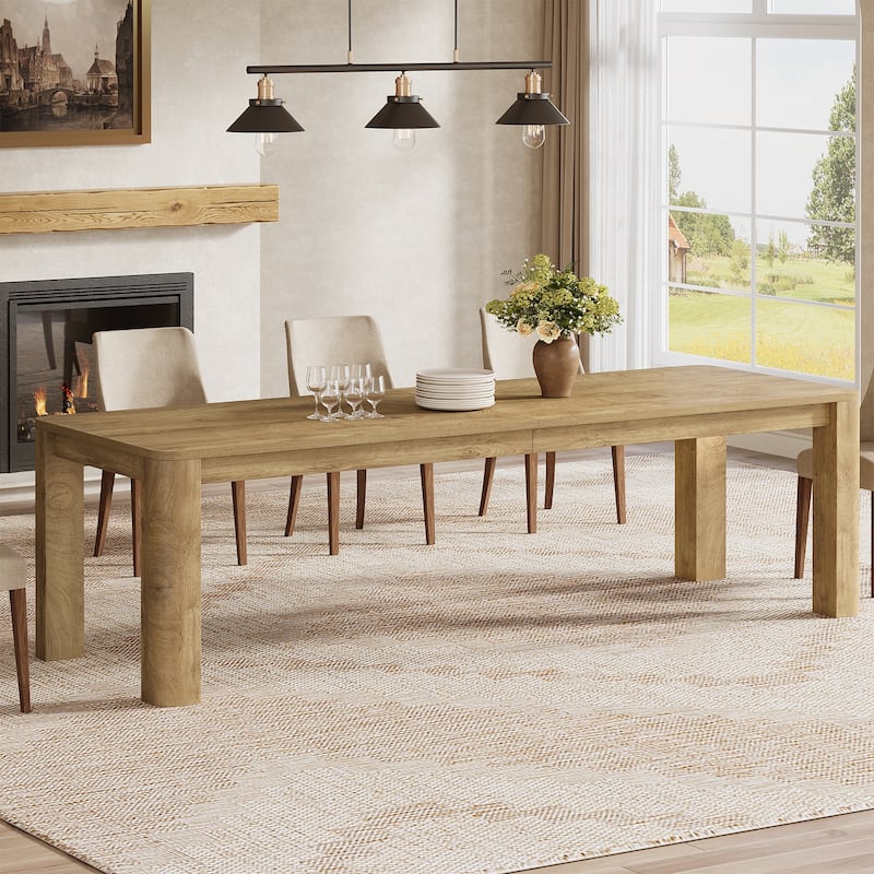 78.7-Inch Long Dining Table for 6-8, Farmhouse & Rounded Edges